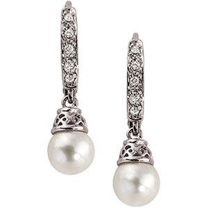 Freshwater Cultured Pearl & Diamond Earrings