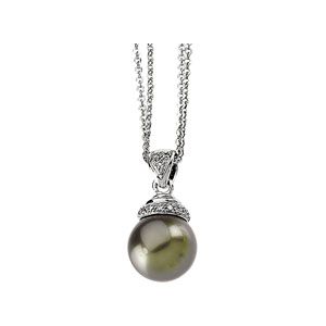 Black Freshwater Cultured Pearl & Diamond Necklace