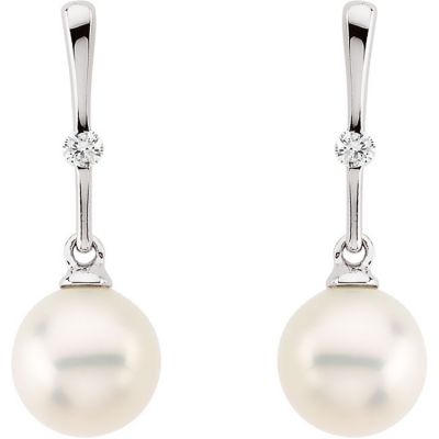 Freshwater Cultured Pearl & Diamond Earrings