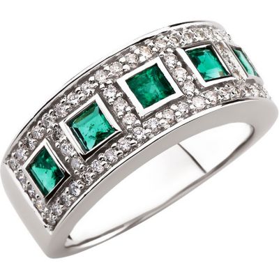 Genuine Emerald & Diamond Ring