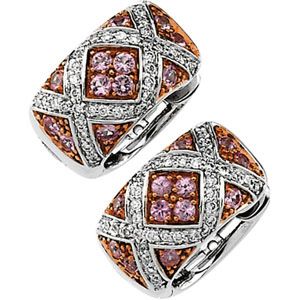 Genuine Pink Sapphire & Diamond Earrings