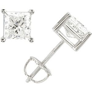 1/2 ct tw - 2 ct tw I<sub>1</sub> G-H Princess-Cut Diamond Stud Earrings