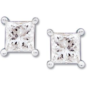 1/2 ct tw - 2 ct tw SI2-SI3 Princess-Cut Diamond Stud Earrings 