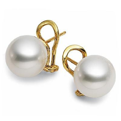 South Sea Cultured Pearl Earrings with Omega Back