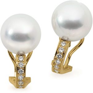 South Sea Cultured Pearl & Diamond Earrings