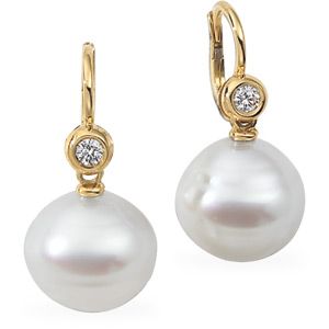 South Sea Cultured Pearl & Diamond Earrings