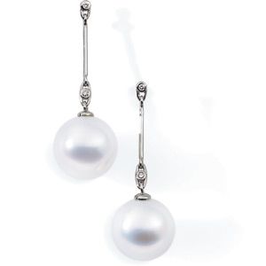 South Sea  Cultured Pearl & Diamond Earrings