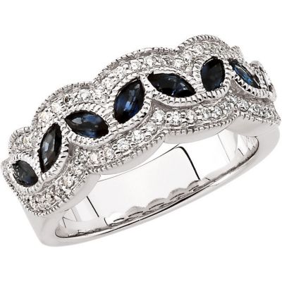 Genuine Sapphire & Diamond Anniversary Band