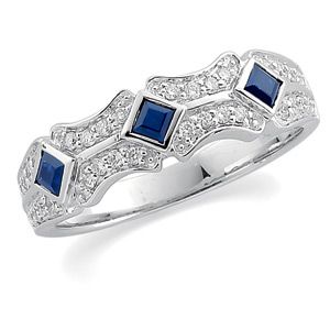 Genuine Sapphire & Diamond Anniversary Band