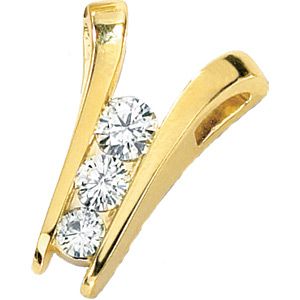 3 Stone Created Moissanite Pendant