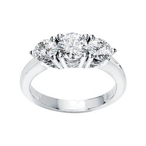 3 Stone Created Moissanite Anniversary Ring