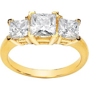 Created Moissanite 3-Stone Anniversary Ring