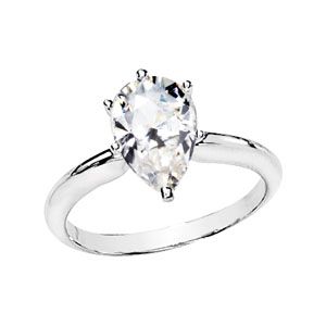 Created Moissanite Pear Shape Solitaire Engagement Ring