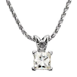 Created Moissanite Solitaire Square Scroll Setting&reg; Necklace