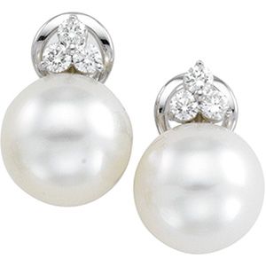 South Sea Cultured Pearl & Diamond Earrings