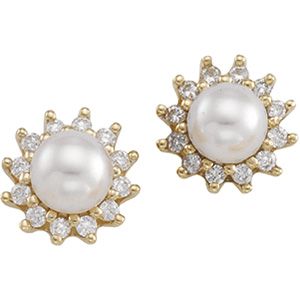Akoya Cultured Pearl & Diamond Earrings