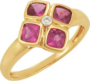 Genuine Rubellite & Diamond Ring