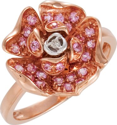 Genuine Pink Sapphire & Diamond Ring