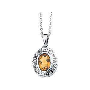 Genuine Citrine & Diamond Necklace