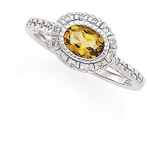 Genuine Citrine & Diamond Ring