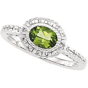 Genuine Peridot & Diamond Ring