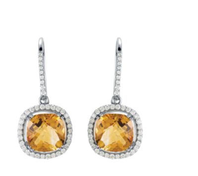 Halo-Style Dangle Earrings with Cushion Frame