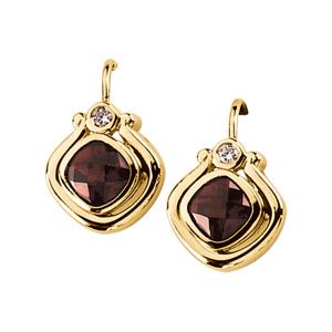 Genuine Mozambique Garnet and Diamond Earring