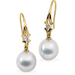 South Sea Cultured Pearl & Diamond Earrings