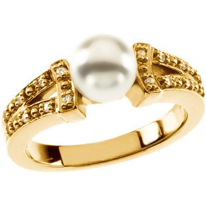 Ring Mounting for Pearl and Diamonds