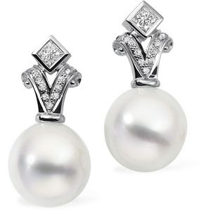 South Sea Cultured Pearl & Diamond Earrings