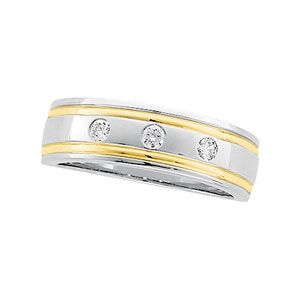 1/6 ct tw Two Tone Diamond Duo Band