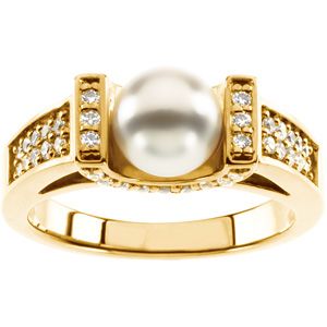 Ring Mounting for Pearl and Diamonds