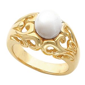 Openwork Scroll Design Ring Mounting for Pearl
