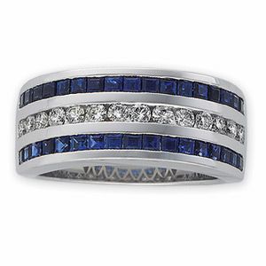 Genuine Sapphire & Diamond Anniversary Band