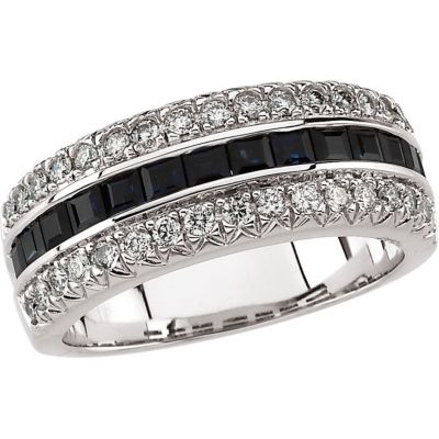 Genuine Sapphire & Diamond Anniversary Band