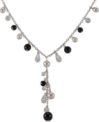 Onyx, Crystal & Freshwater Pearl Necklace