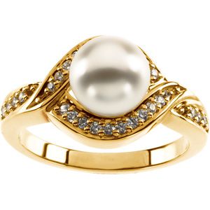 Ring Mounting for Pearl and Diamonds