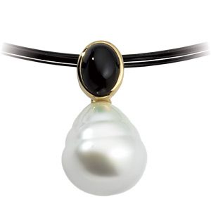 South Sea Cultured Pearl & Genuine Onyx Pendant