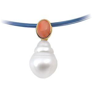 South Sea Cultured Pearl & Genuine Coral Pendant