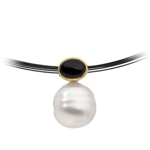 South Sea Cultured Pearl & Genuine Onyx Pendant