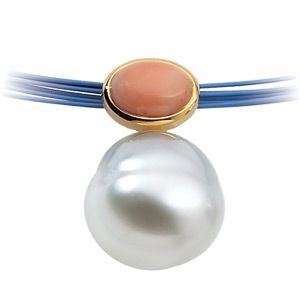 South Sea Cultured Pearl & Genuine Coral Pendant