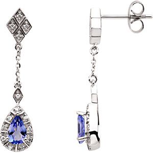 Genuine Tanzanite & Diamond Earrings