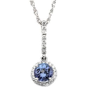 Genuine Tanzanite & Diamond Pendant