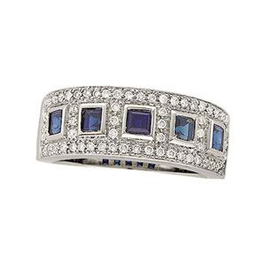 Genuine Sapphire & Diamond Anniversary Band