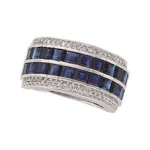 Genuine Sapphire & Diamond Anniversary Band