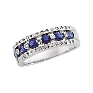 Genuine Sapphire & Diamond Anniversary Band