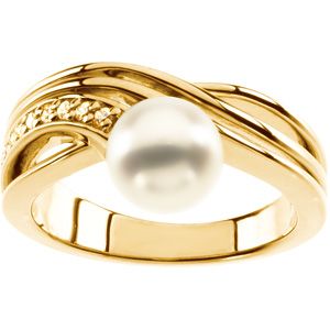 Ring Mounting for Pearl and Diamonds