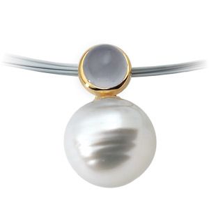 South Sea Cultured Pearl & Genuine Chalcedony Pendant