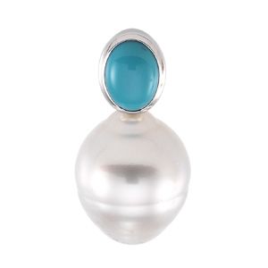 South Sea Cultured Pearl & Genuine Turquoise Pendant