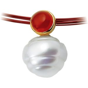 South Sea Cultured Pearl & Genuine Carnelian Pendant